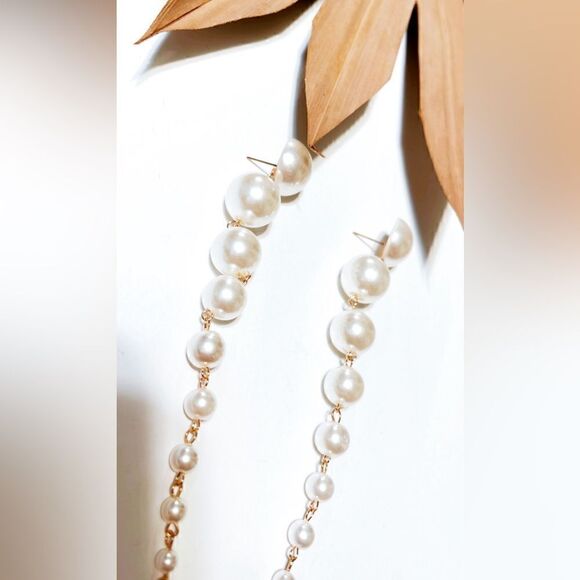 Pearl drop earrings S313 - Picture 3 of 4